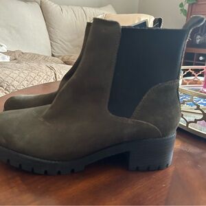 Joie Olive Green Suede Chelsea Ankle Boots